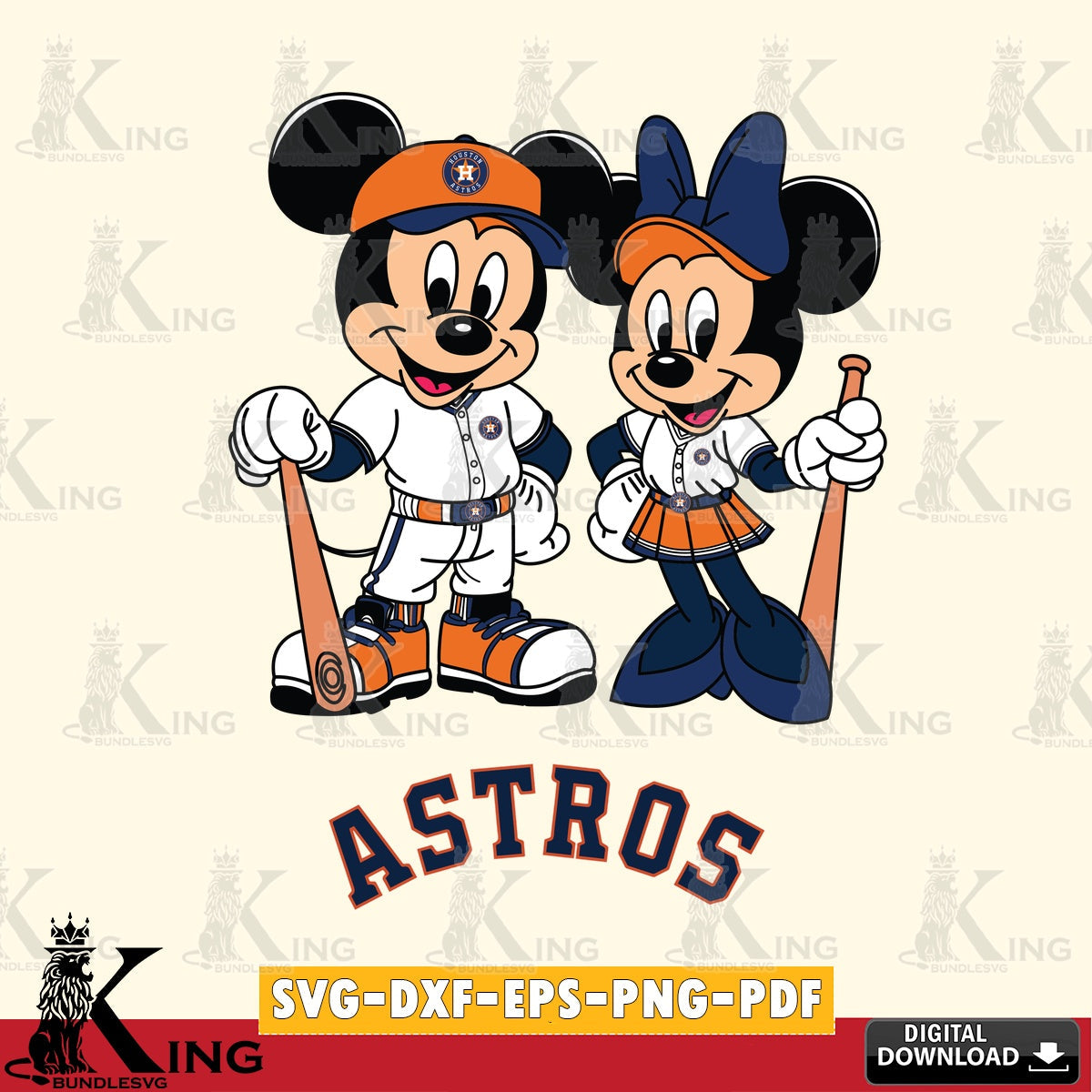 Houston Astros Mickey Minnie Mouse player SVG file , For Cricut, File cut , Digital Download , PDF File, Cut Files