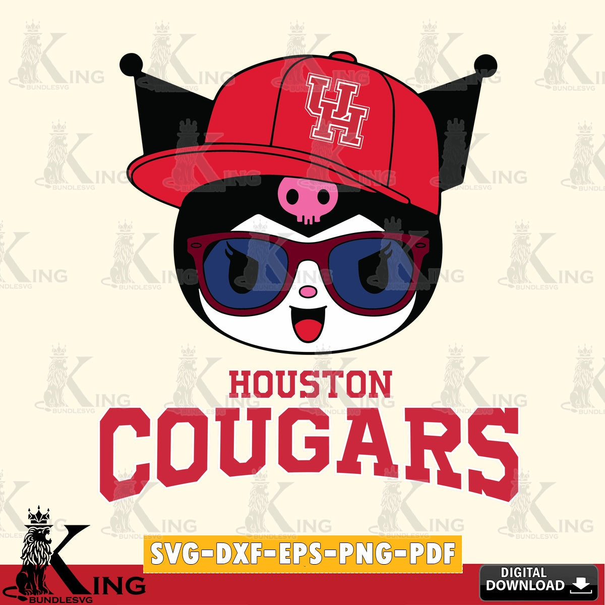 Houston Cougars Kuromi Football Cool SVG file, Cricut, Cut file , Digital Download , Instant Download, Sanrio svg, Clipart