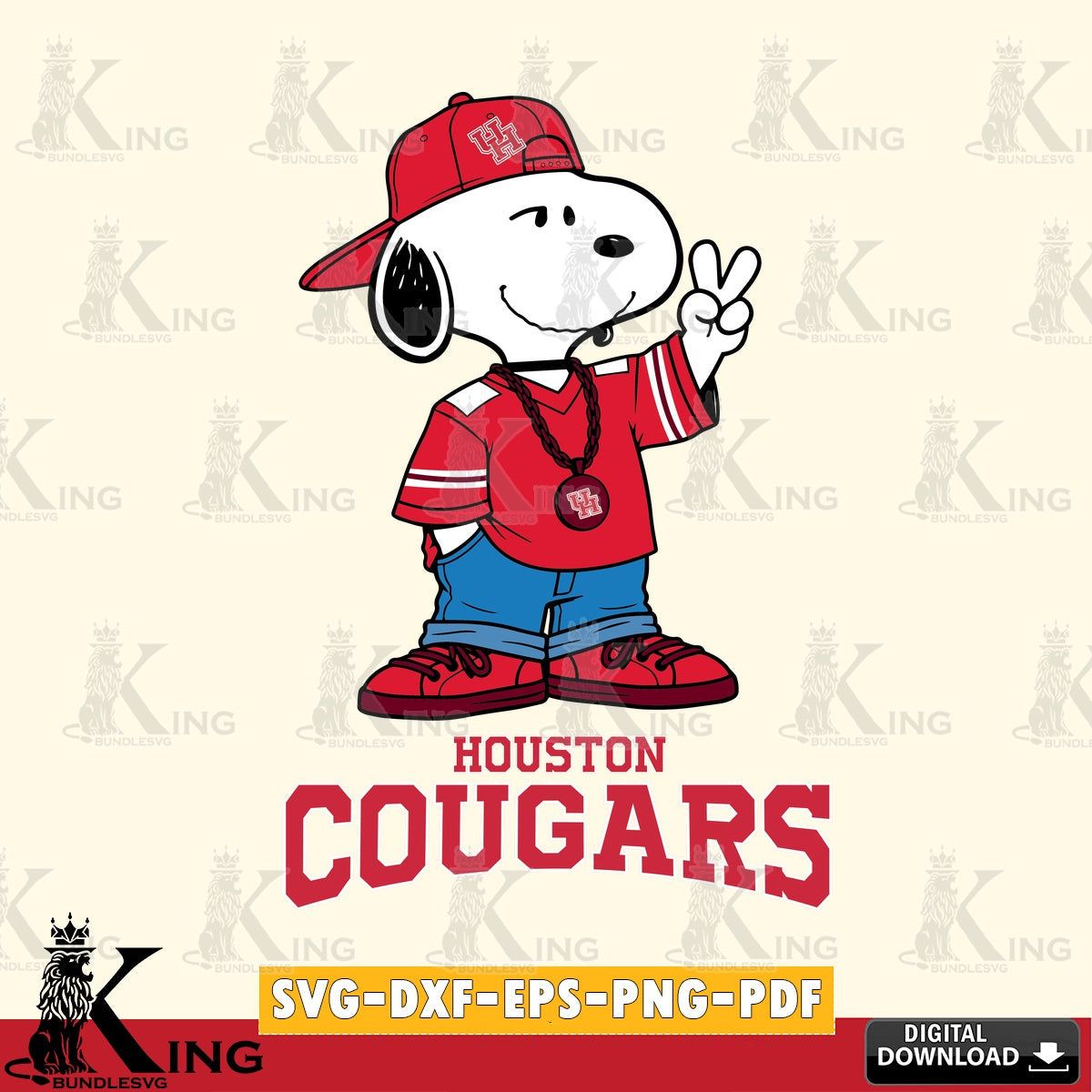 Houston Cougars Snoopy Say hi SVG, Cricut, Cut file , Digital Download , Instant Download, Peanuts svg, NCAA svg, Football svg, Sport svg