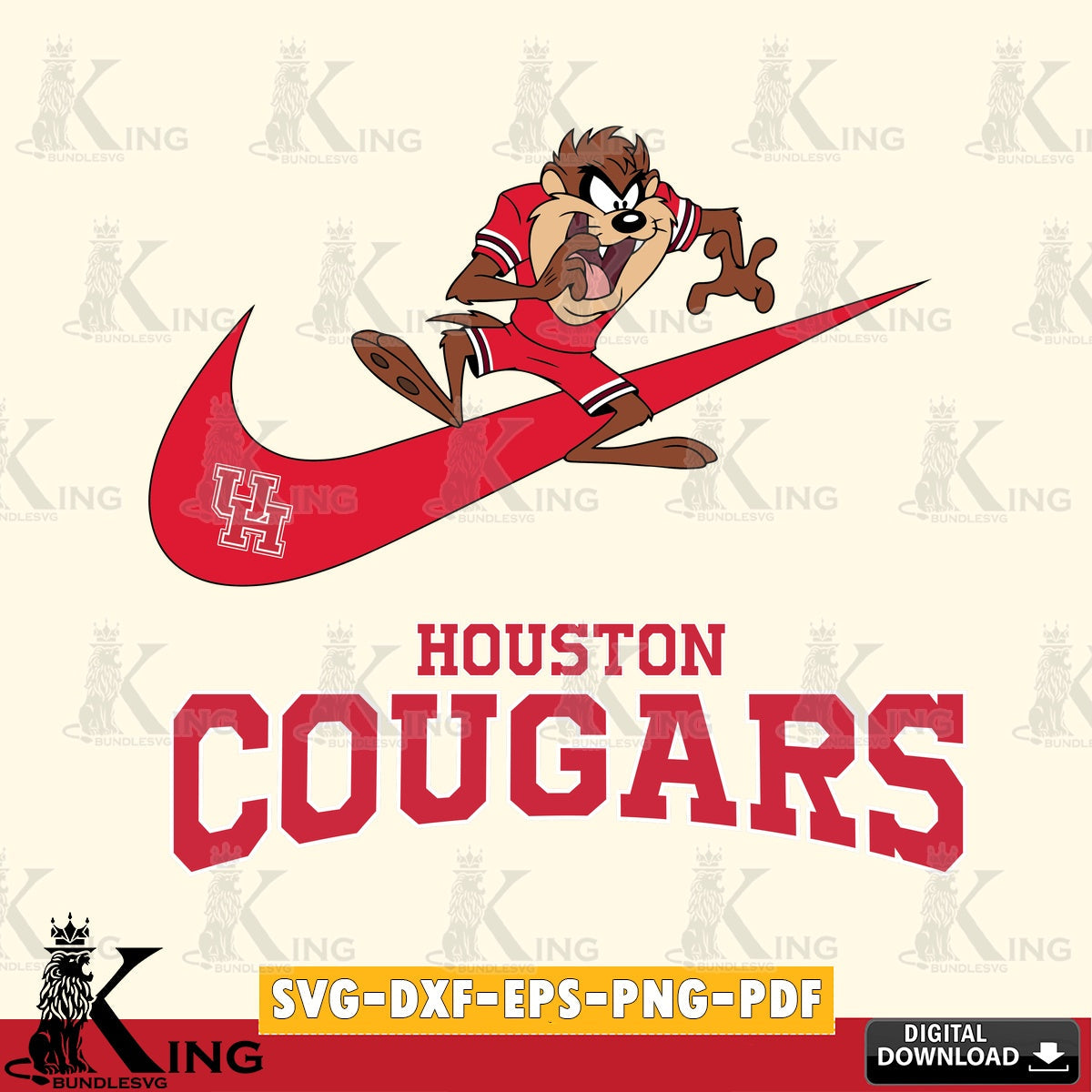 Houston Cougars Taz Football Nike SVG file, Cut file , Digital Download , Instant Download, Taz svg, NCAA svg