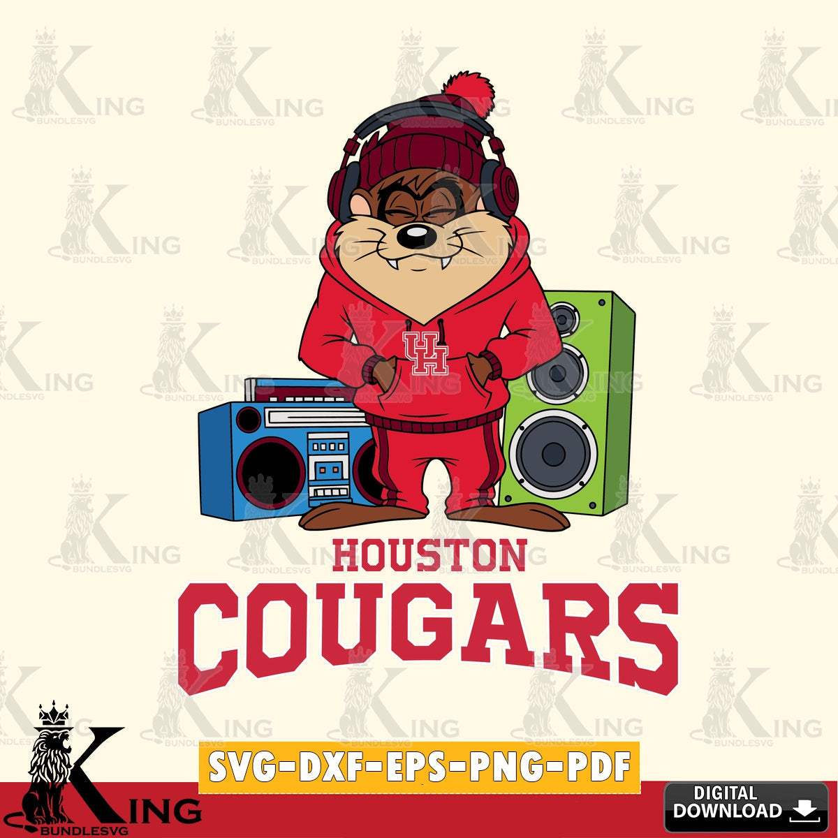 Houston Cougars Taz Hip Hop SVG file, Cut file , Digital Download , Instant Download, Taz svg, NCAA svg