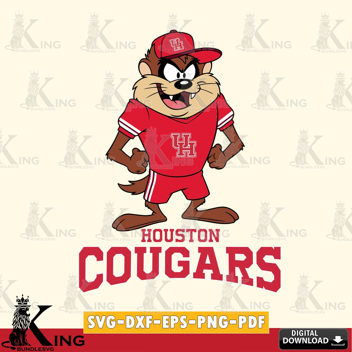 Houston Cougars Taz Standing Pose SVG file, Cut file , Digital Download , Instant Download, Taz svg, NCAA svg