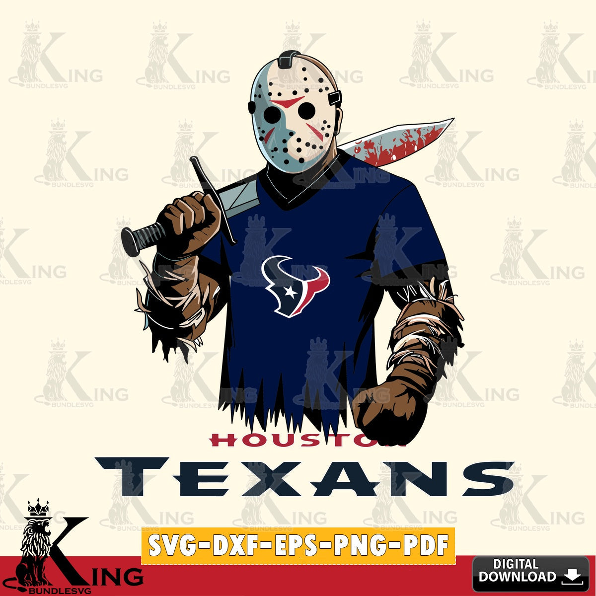 Unique artwork depicting Houston Texans Jason Voorhees Football, SVG cut file for personalized gifts and laser projects