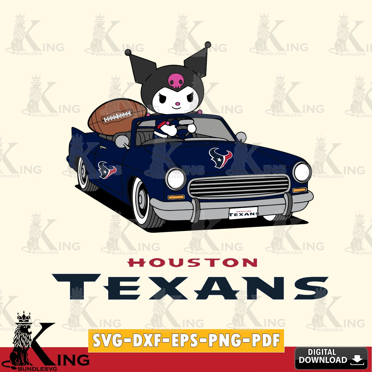 Houston Texans Kuromi Car Football Game SVG file, Cricut, Cut file , Digital Download , Instant Download, Sanrio svg, Clipart