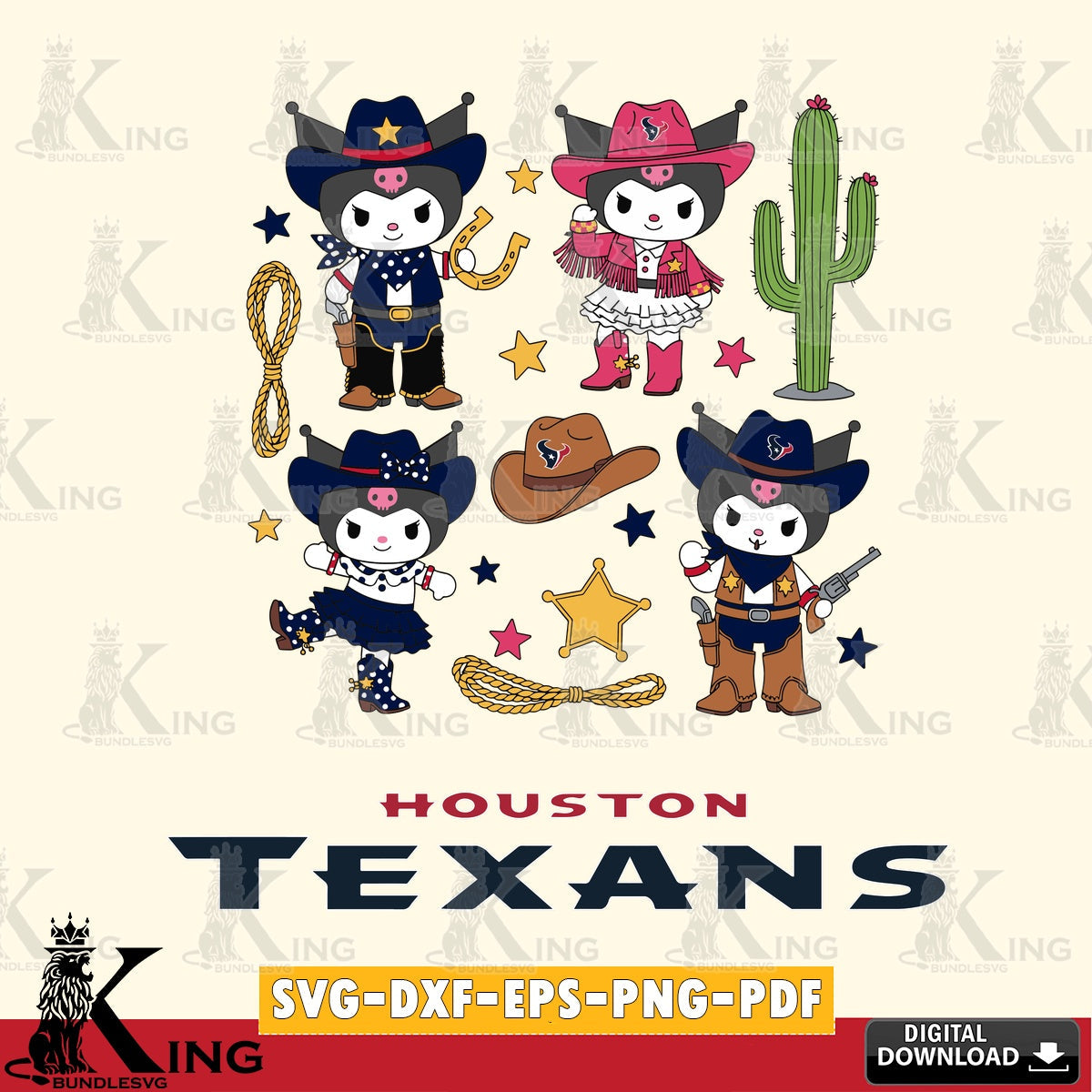 Houston Texans Kuromi Cowboy Western SVG file, Cricut, Cut file , Digital Download , Instant Download, Sanrio svg, Clipart