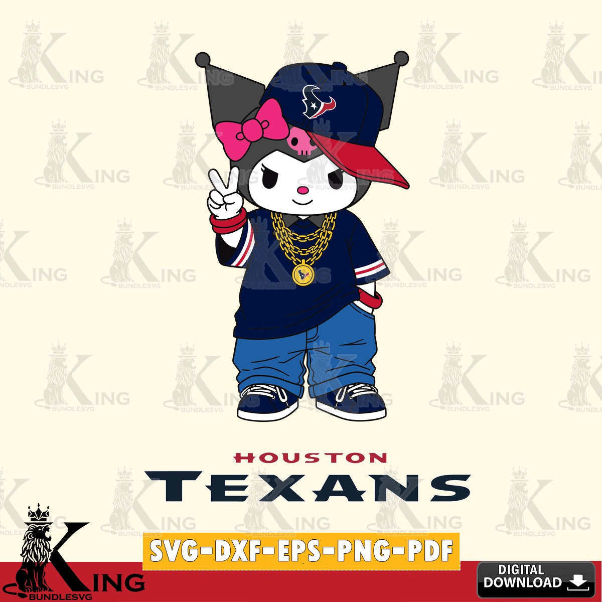Houston Texans Kuromi Streetwear Style SVG file, Cricut, Cut file , Digital Download , Instant Download, Sanrio svg, Clipart