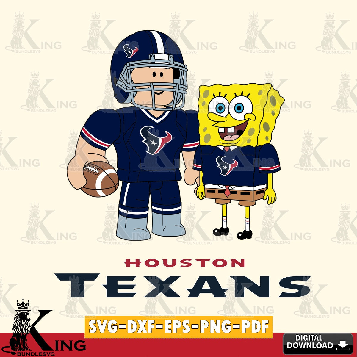 Houston Texans Roblox & Spongebob Football SVG file , Cricut, NFL File cut , Digital Download , PDF File