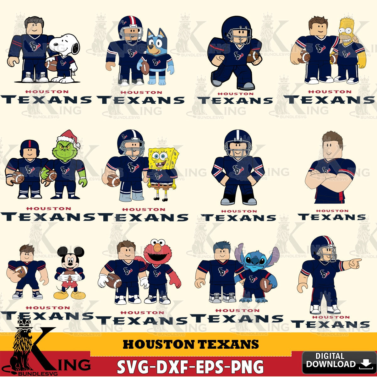 Houston Texans Roblox With Friends football NFL Bundle SVG file , Cricut, NFL File cut , Digital Download , PDF File