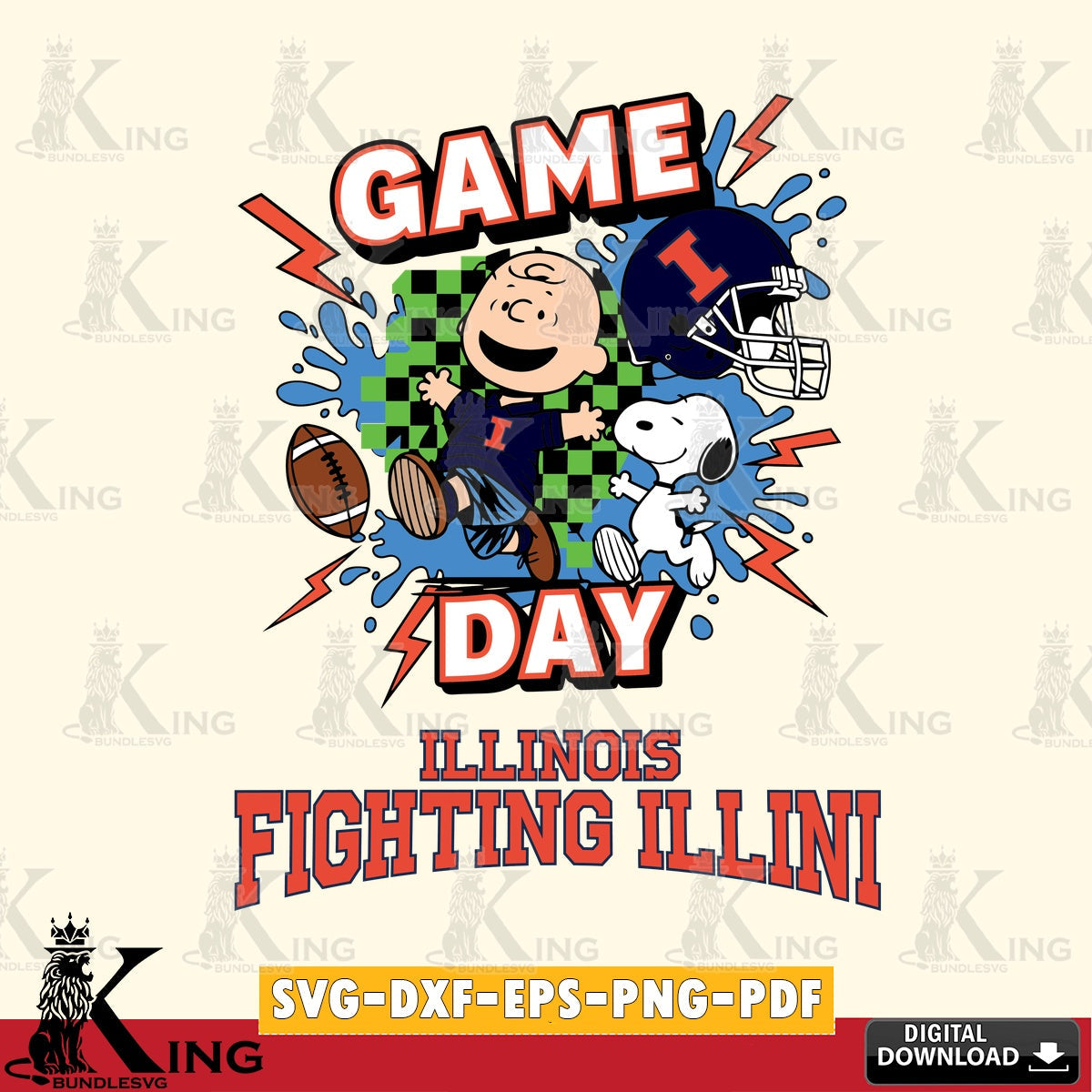 Illinois Fighting Illini Game Day Peanuts SVG, Cricut, Cut file , Digital Download , Instant Download, Peanuts svg, NCAA svg, Football svg, Sport svg