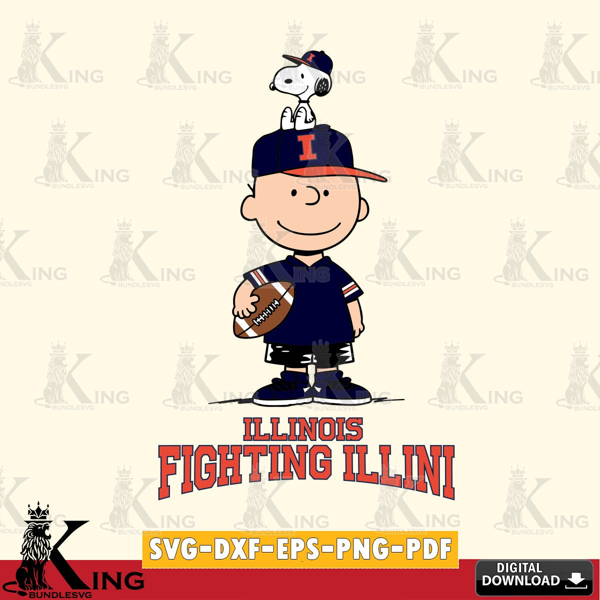 Illinois Fighting Illini Peanuts Football Rugby SVG, Cricut, Cut file , Digital Download , Instant Download, Peanuts svg, NCAA svg, Football svg, Sport svg