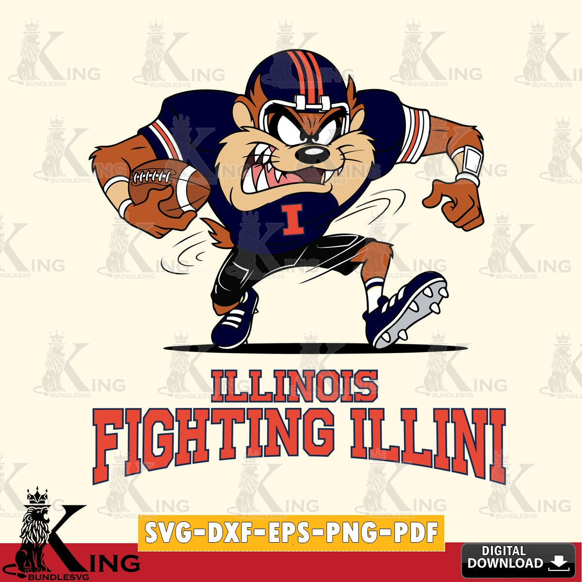 Illinois Fighting Illini Taz Football Helmet SVG file, Cut file , Digital Download , Instant Download, Taz svg, NCAA svg