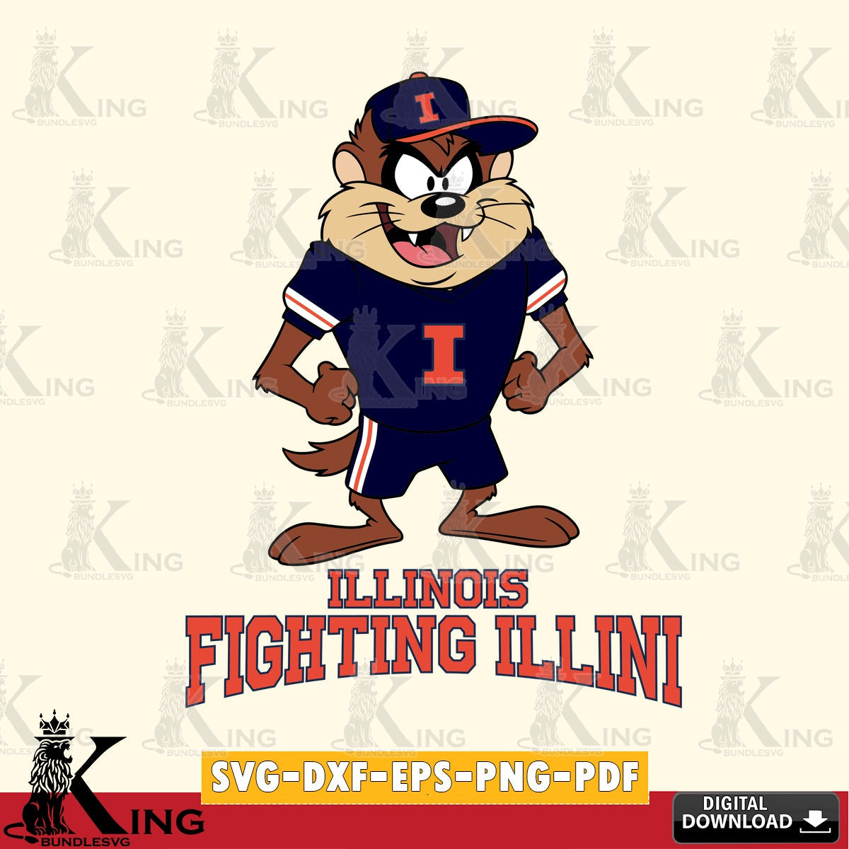 Illinois Fighting Illini Taz Standing Pose SVG file, Cut file , Digital Download , Instant Download, Taz svg, NCAA svg