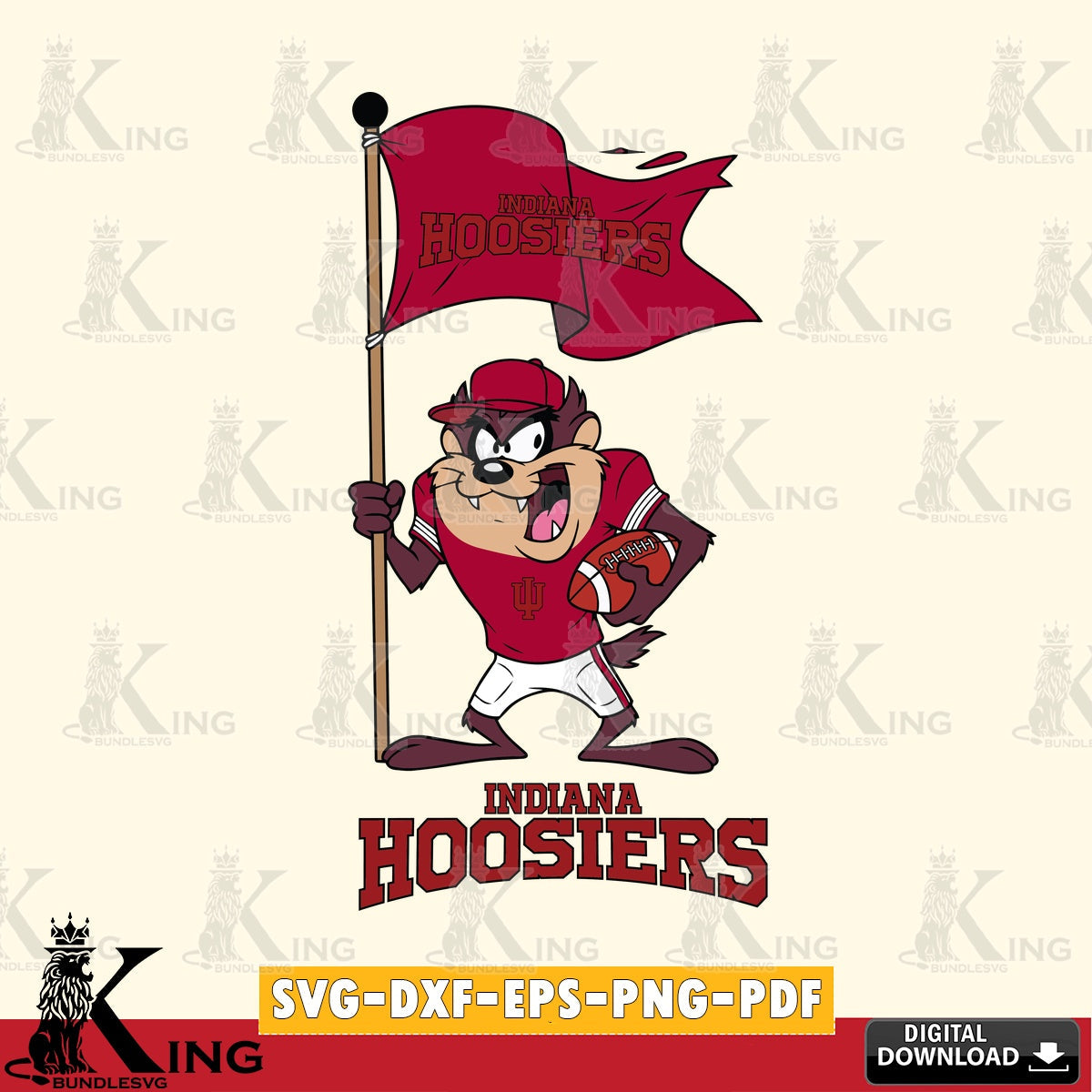 Indiana Hoosiers Football Taz Flag Art SVG file, Cut file , Digital Download , Instant Download, Taz svg, NCAA svg