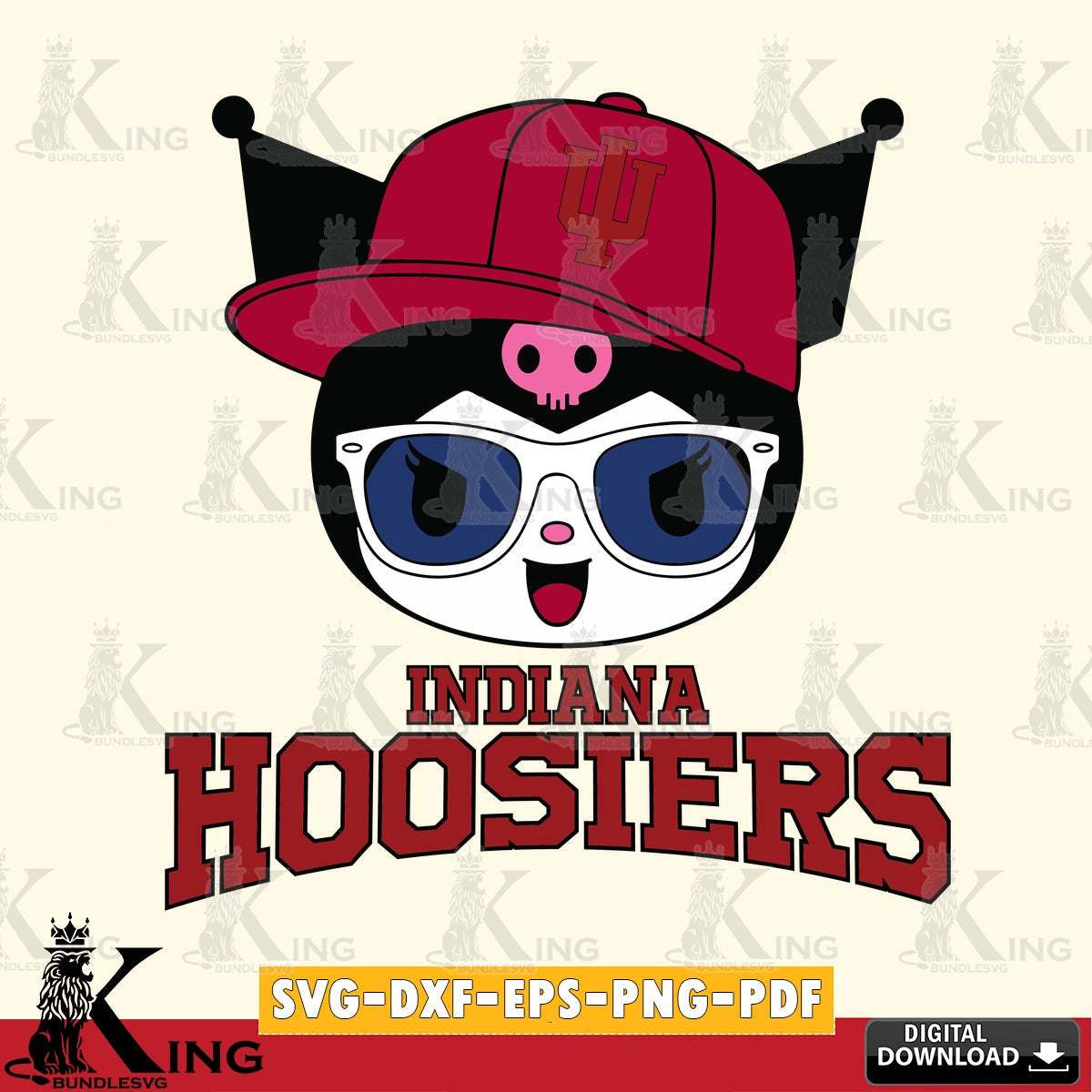 Indiana Hoosiers Kuromi Football Cool SVG file, Cricut, Cut file , Digital Download , Instant Download, Sanrio svg, Clipart