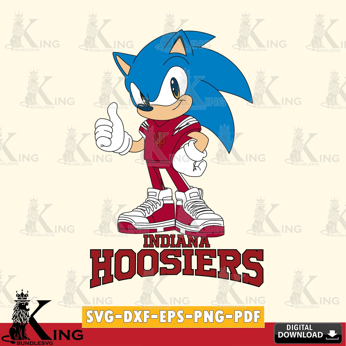 Hand-drawn style art of Indiana Hoosiers Sonic Like Football vector art for engraving, cutting, and printing