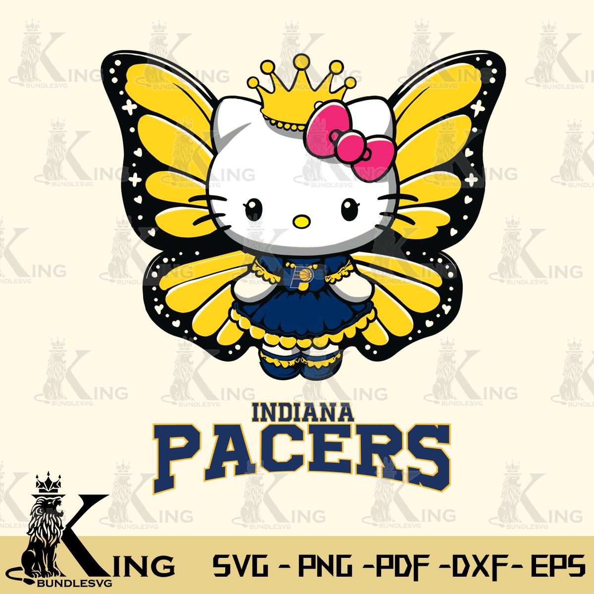 Indiana Pacers Kitty Wings & Flowers Svg Eps Dxf Png File, Digital Download
