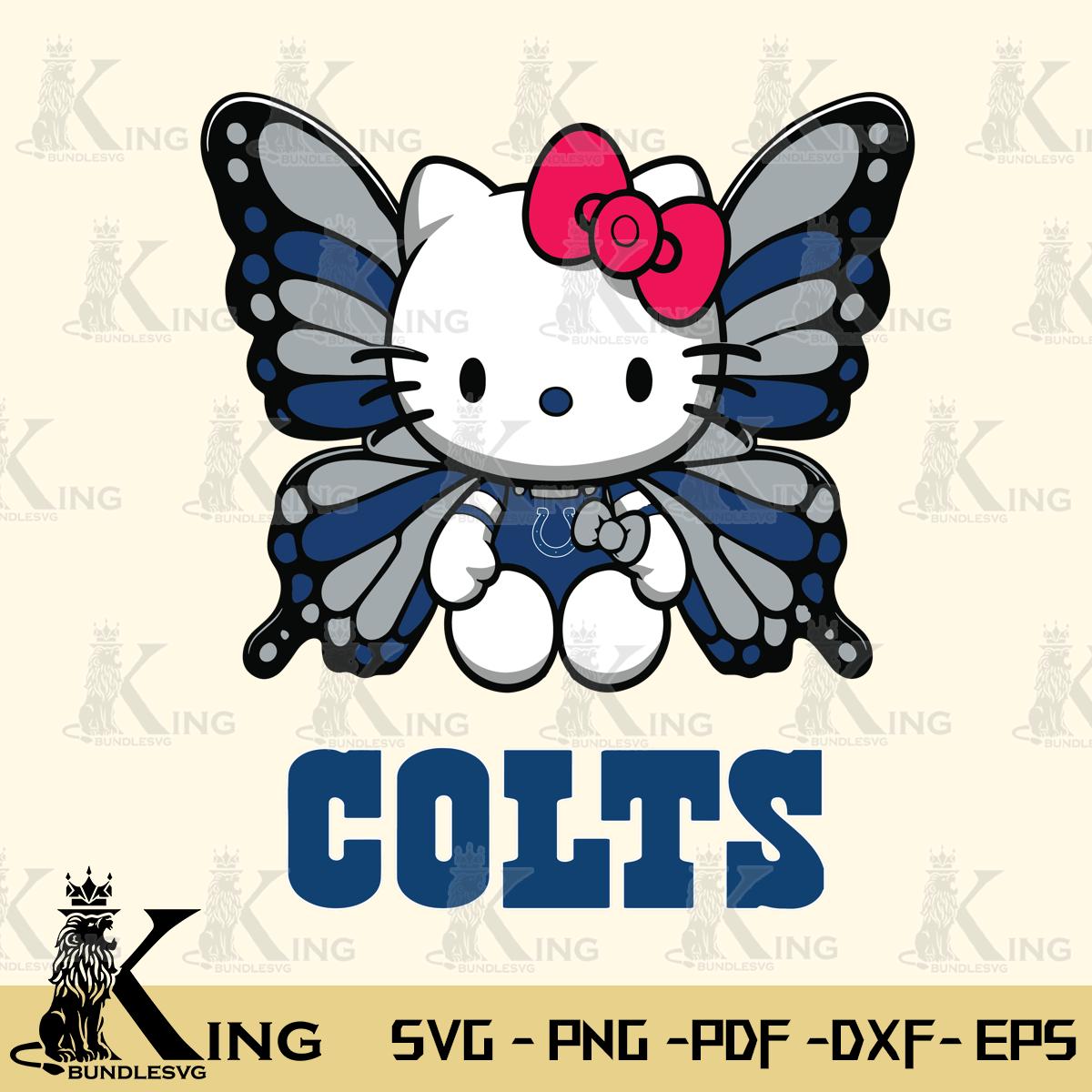 Indianapolis Colts Butterfly Kitty Delight Svg Eps Dxf Png File, Digital Download