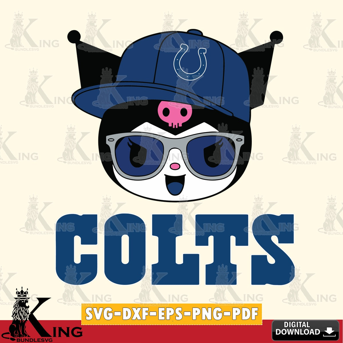 Indianapolis Colts Kuromi Football Cool SVG file, Cricut, Cut file , Digital Download , Instant Download, Sanrio svg, Clipart