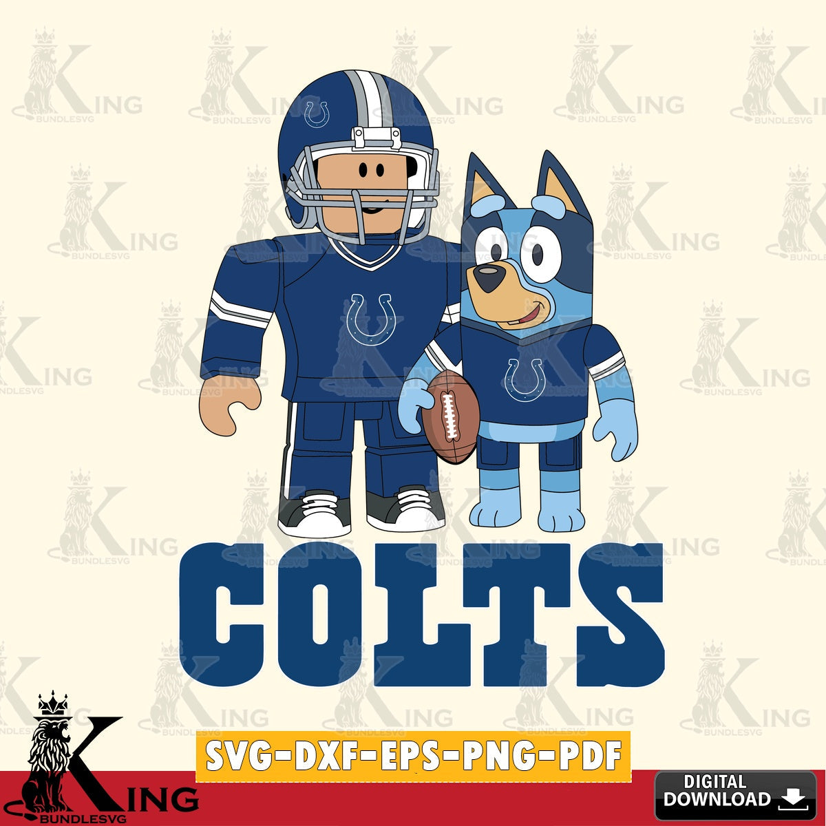 Indianapolis Colts Roblox & Bluey Football SVG file , Cricut, NFL File cut , Digital Download , PDF File