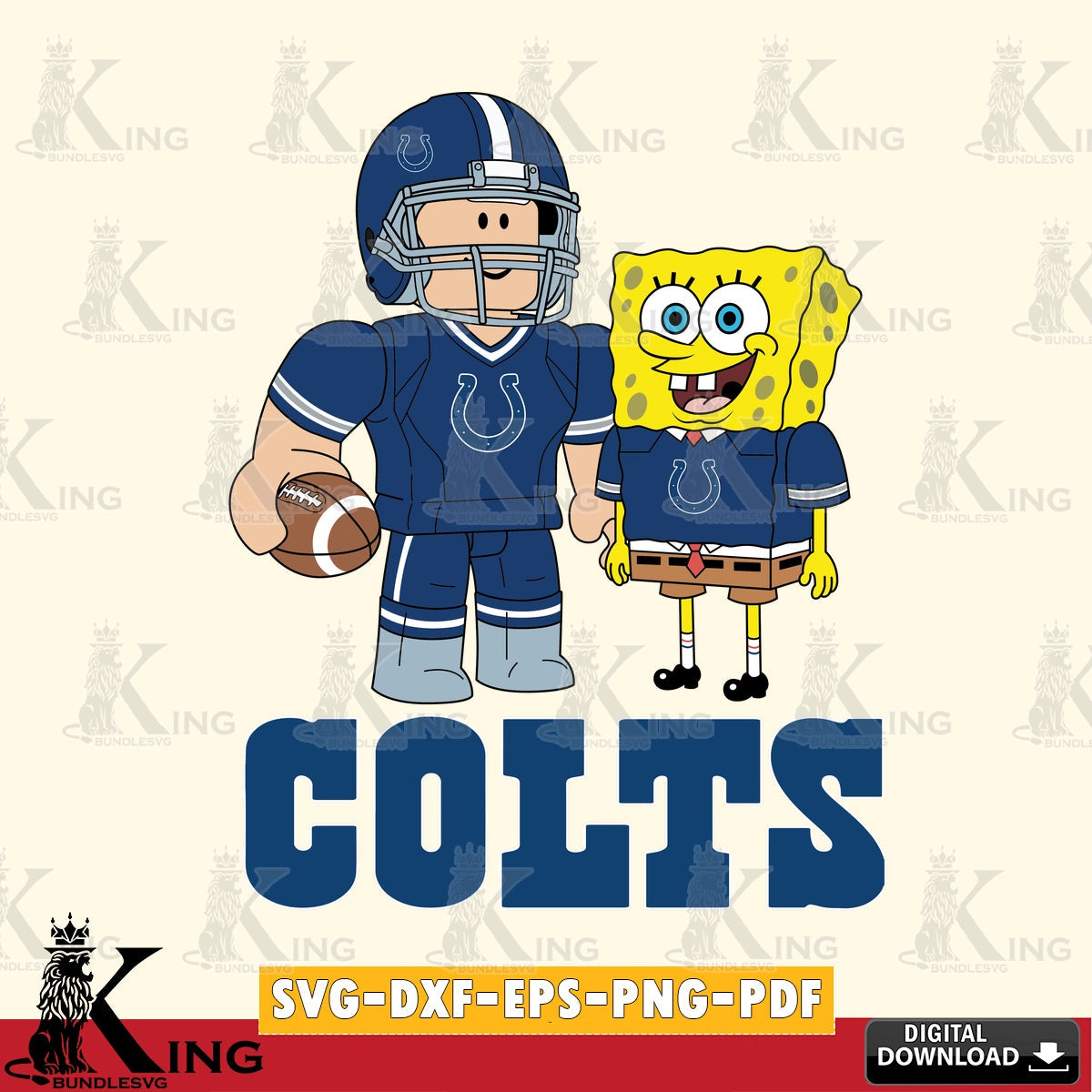 Indianapolis Colts Roblox & Spongebob Football SVG file , Cricut, NFL File cut , Digital Download , PDF File