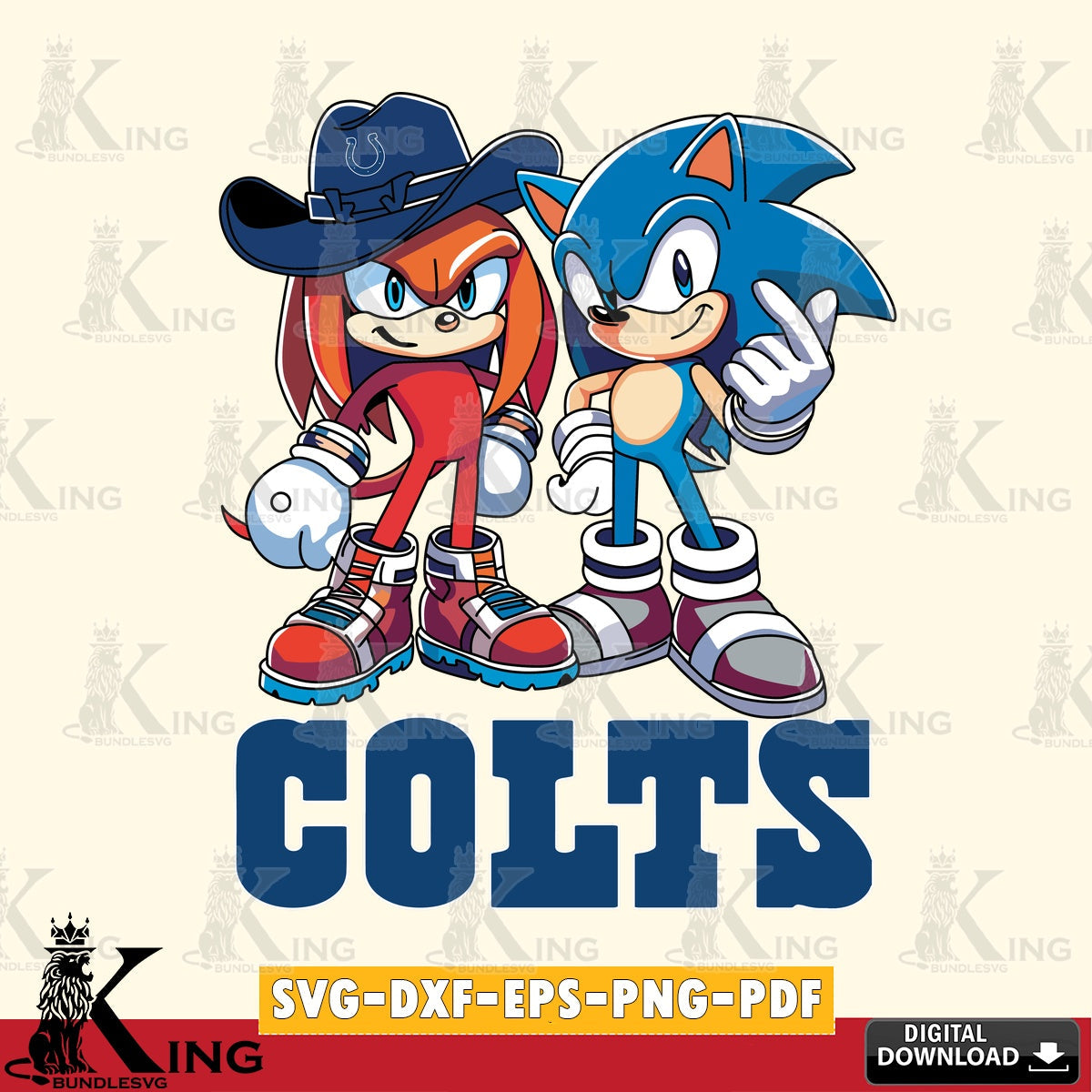 Printable art of Indianapolis Colts Sonic & Knuckles football mascot printable vector design for sublimation and crafts