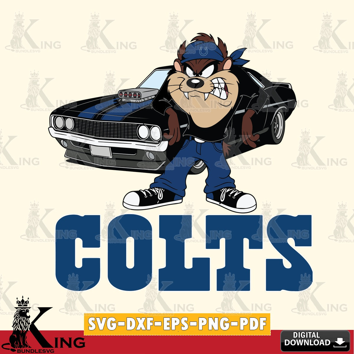 Indianapolis Colts Taz Racing Car Cut file , Digital Download , Instant Download, Looney Tunes svg, Football svg