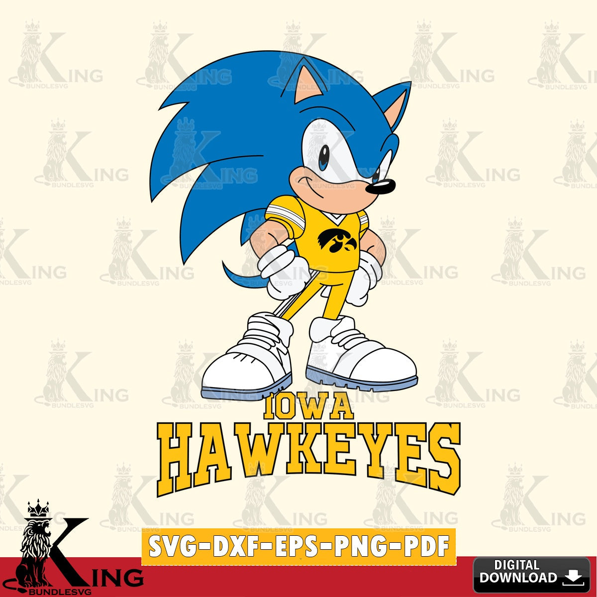 Iowa Hawkeyes Sonic Football Star Mascot SVG file, Vector , Digital Download , PDF File , Instant Download
