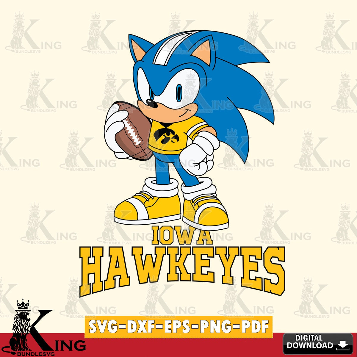Iowa Hawkeyes Sonic Game Day Ready SVG file, Vector , Digital Download , PDF File , Instant Download