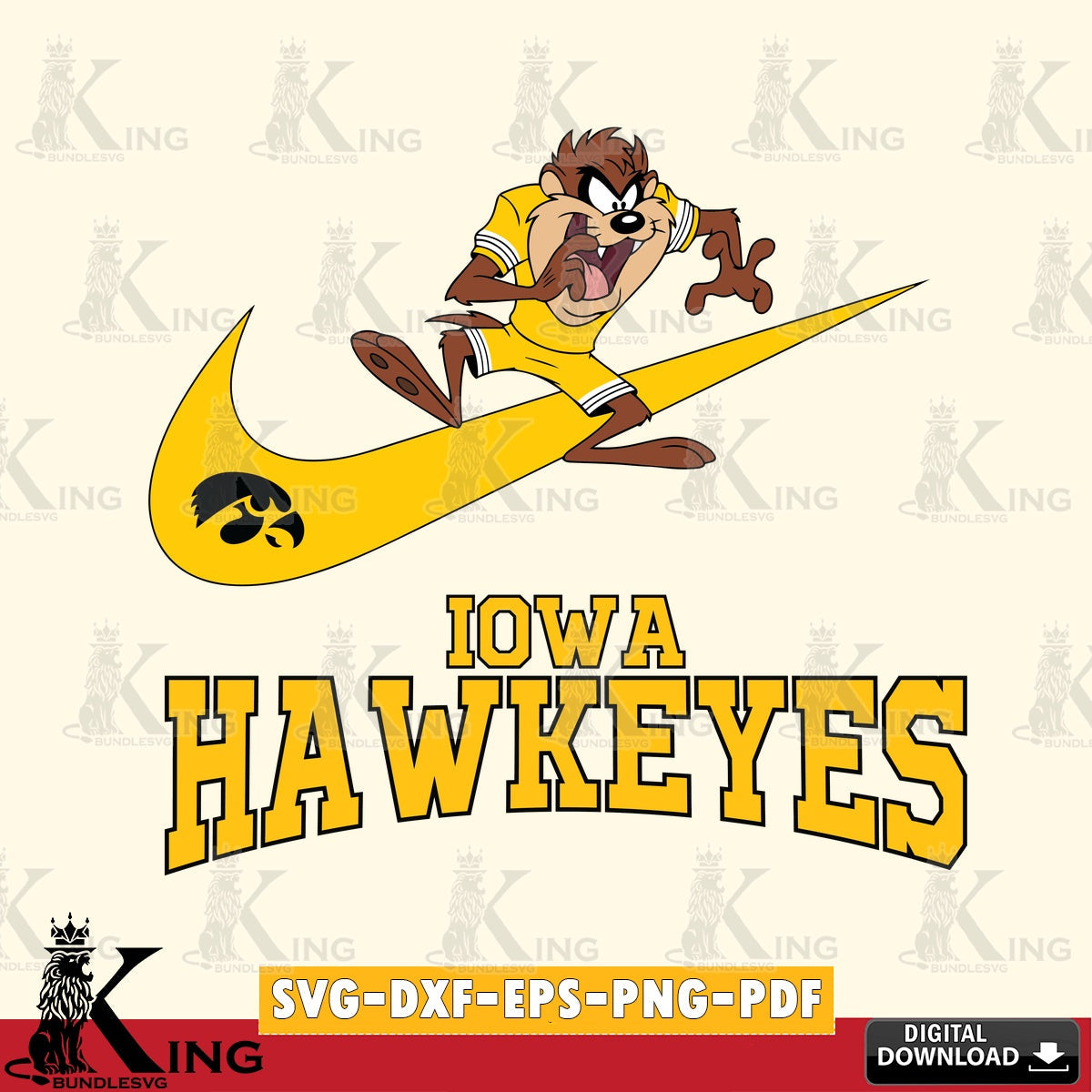 Iowa Hawkeyes Taz Football Nike SVG file, Cut file , Digital Download , Instant Download, Taz svg, NCAA svg
