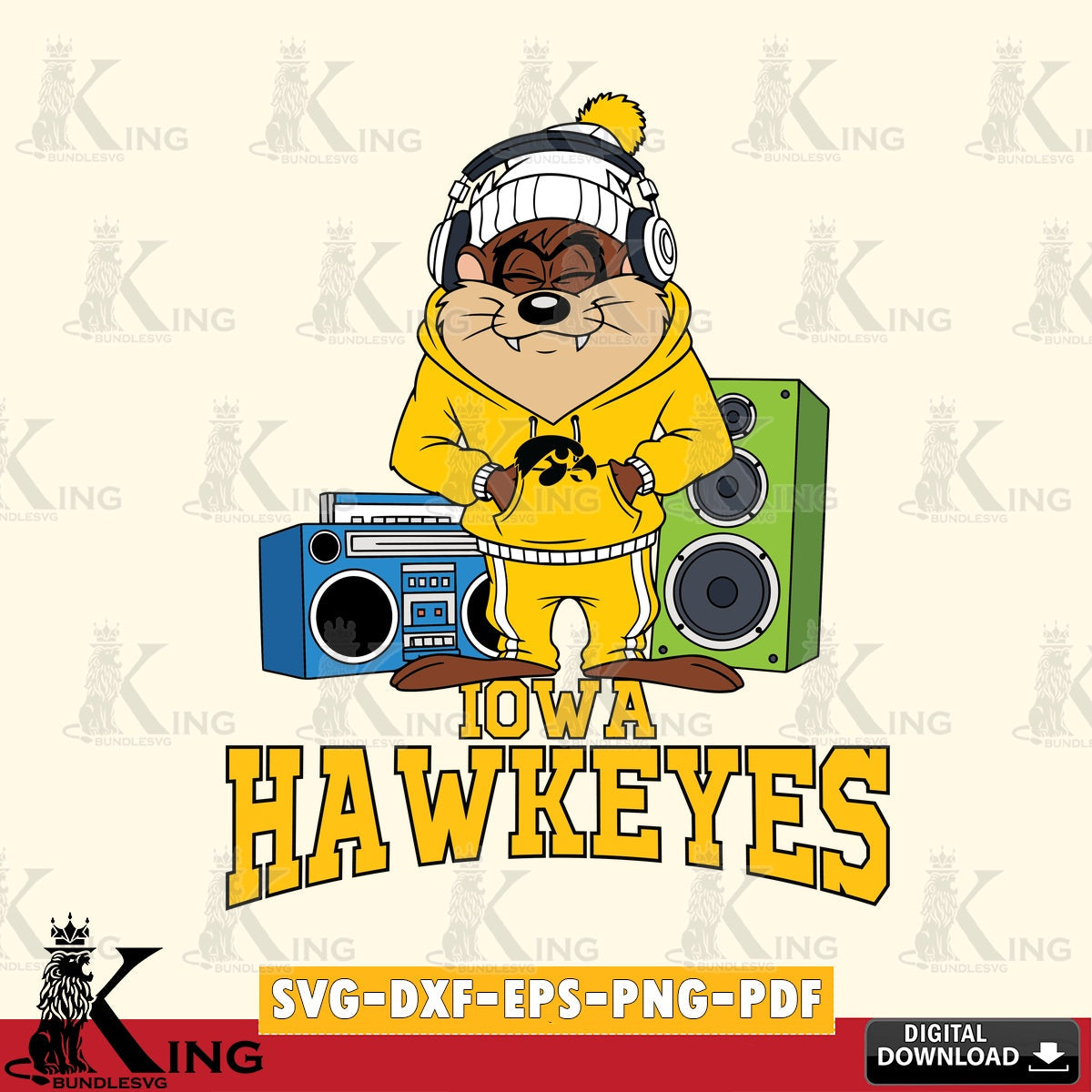 Iowa Hawkeyes Taz Hip Hop SVG file, Cut file , Digital Download , Instant Download, Taz svg, NCAA svg