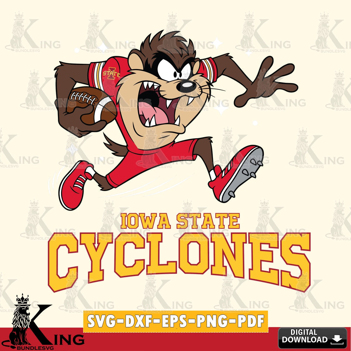 Iowa State Cyclones Angry Taz Football SVG file, Cut file , Digital Download , Instant Download, Taz svg, NCAA svg