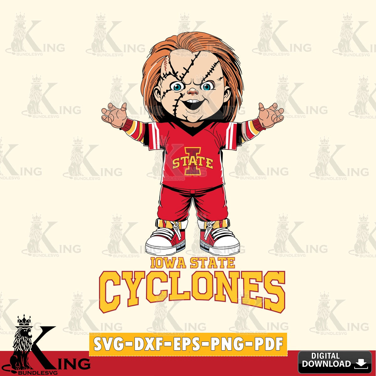 Creative design featuring Iowa State Cyclones Chucky Football, a digital clipart compatible with laser engraving and cutting