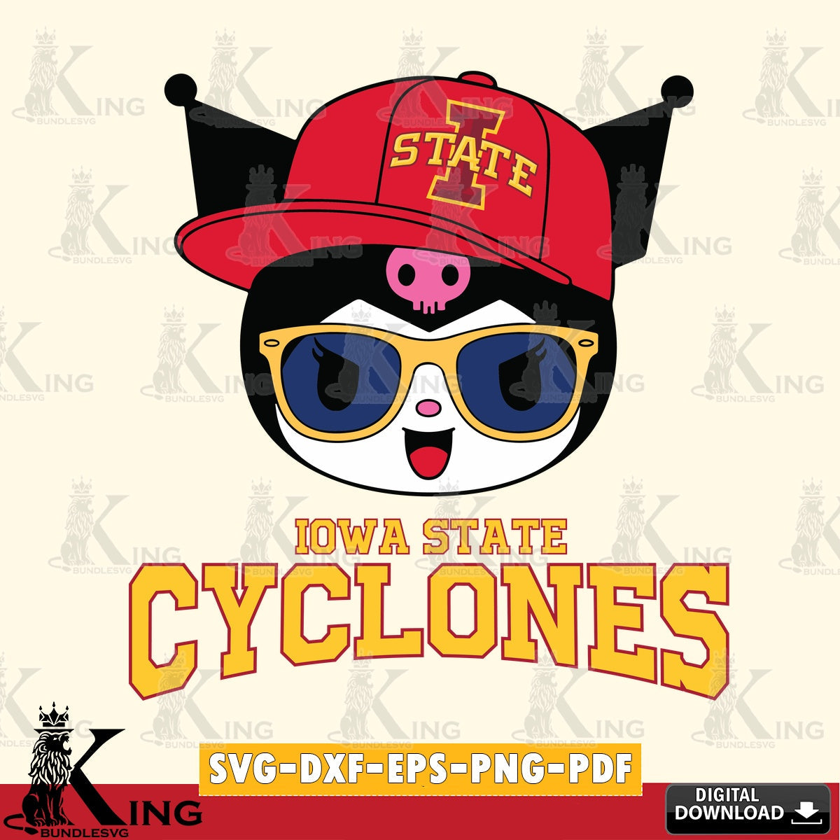 Iowa State Cyclones Kuromi Football Cool SVG file, Cricut, Cut file , Digital Download , Instant Download, Sanrio svg, Clipart