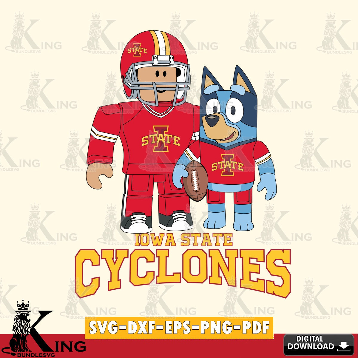 Iowa State Cyclones Roblox & Bluey Football SVG file , NCAA Cricut, File cut , Digital Download , PDF File