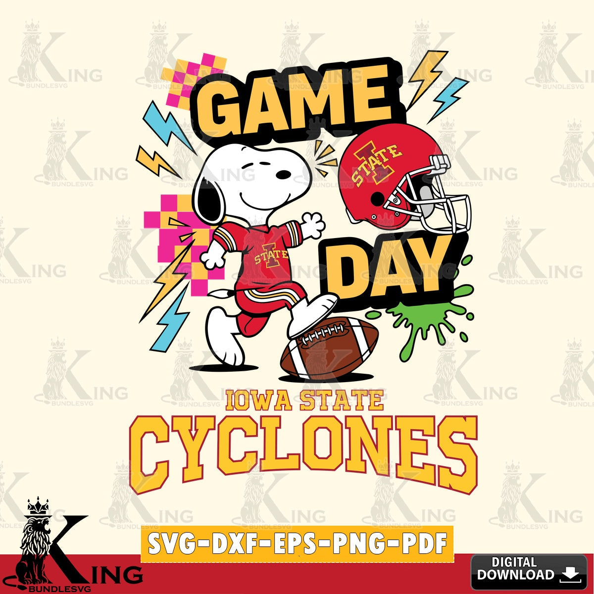 Iowa State Cyclones Snoopy Game day SVG, Cricut, Cut file , Digital Download , Instant Download, Peanuts svg, NCAA svg, Football svg, Sport svg