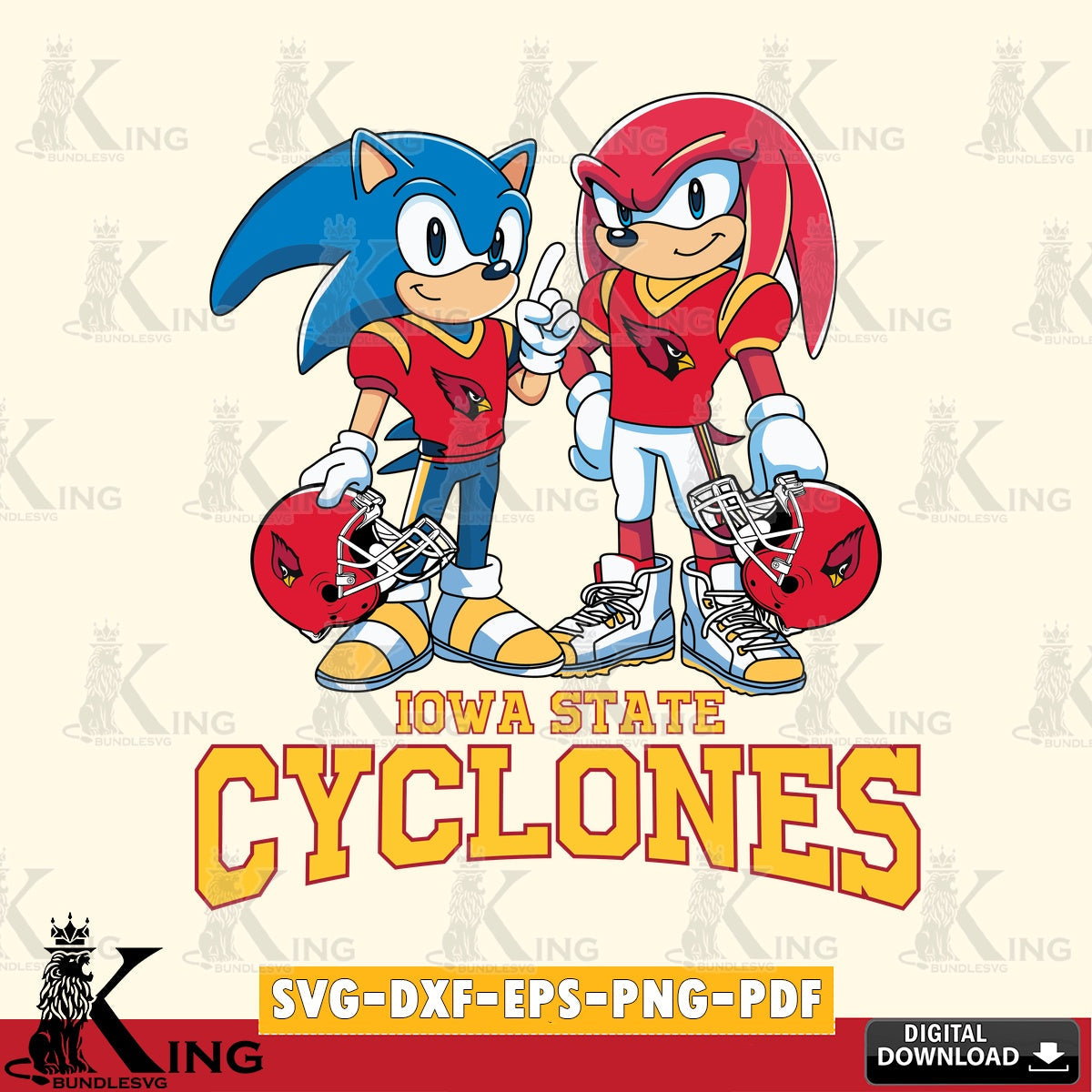 Beautiful illustration of Iowa State Cyclones Sonic And Knuckles Football, versatile clip art for stickers, decals, and mugs
