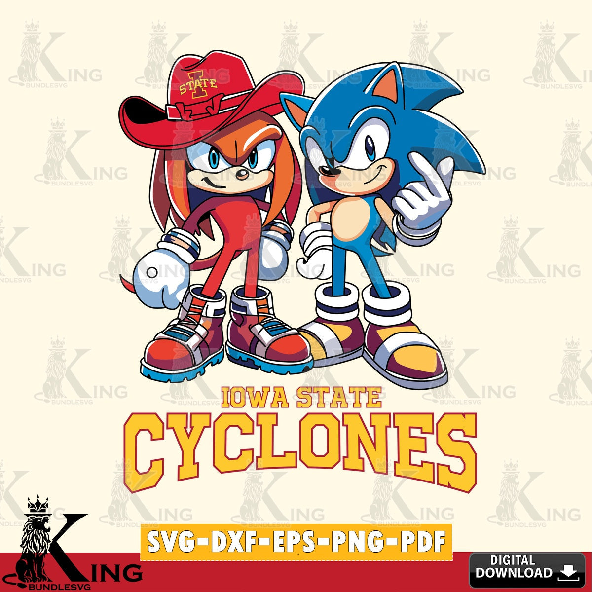Iowa State Cyclones Sonic & Knuckles Football Mascot SVG file, Vector , Digital Download , PDF File , Instant Download