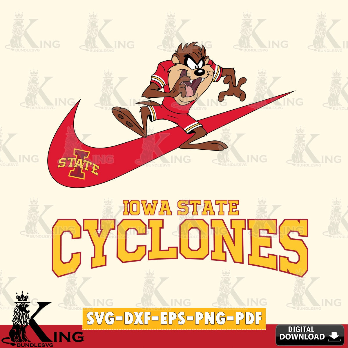 Iowa State Cyclones Taz Football Nike SVG file, Cut file , Digital Download , Instant Download, Taz svg, NCAA svg