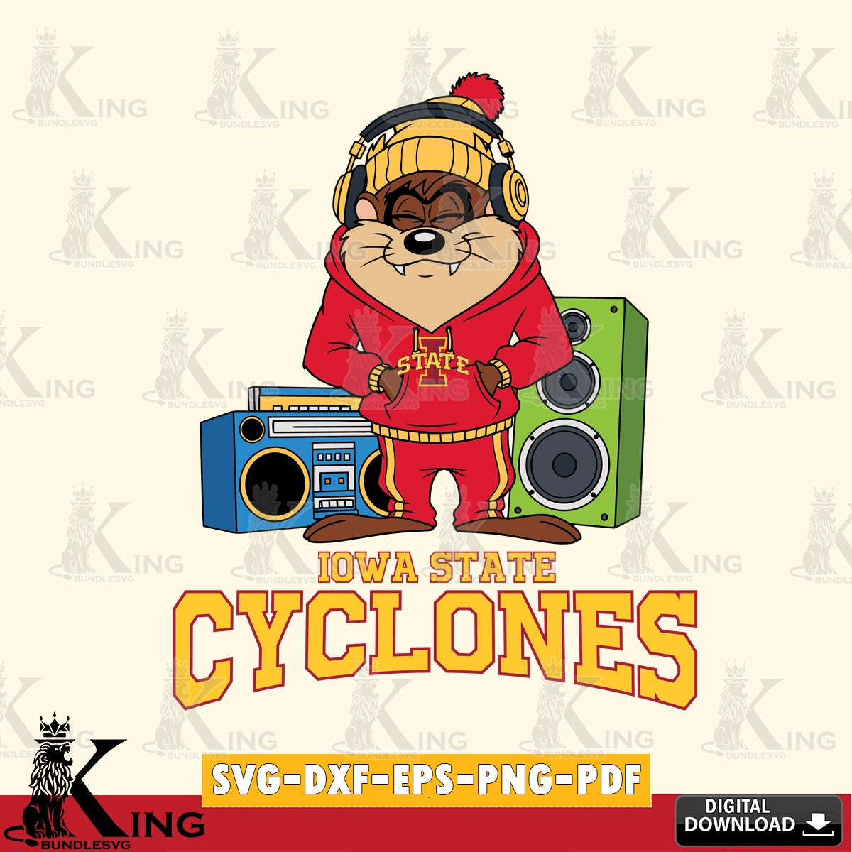 Iowa State Cyclones Taz Hip Hop SVG file, Cut file , Digital Download , Instant Download, Taz svg, NCAA svg