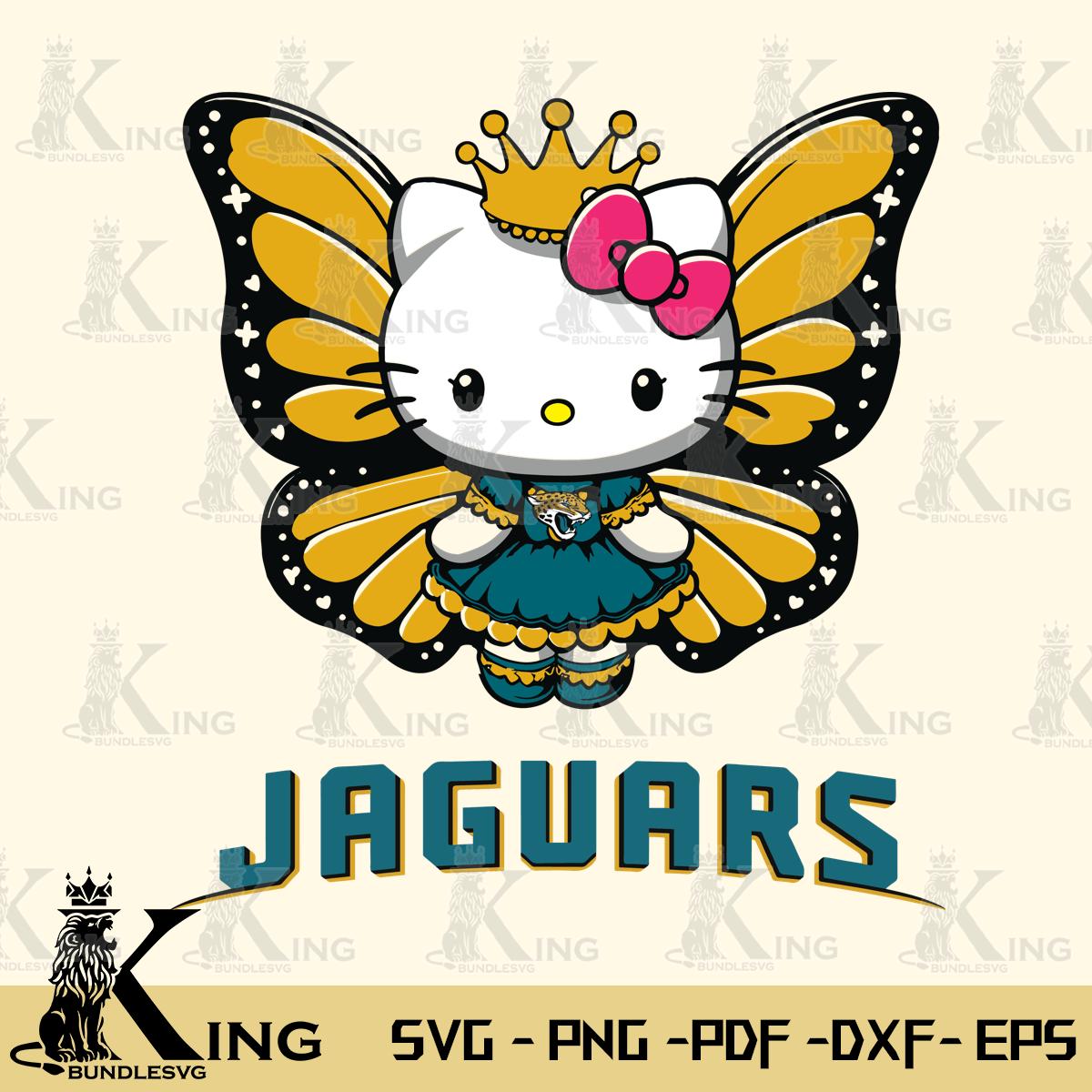 Jacksonville Jaguars Kitty Wings & Flowers Svg Eps Dxf Png File, Digital Download