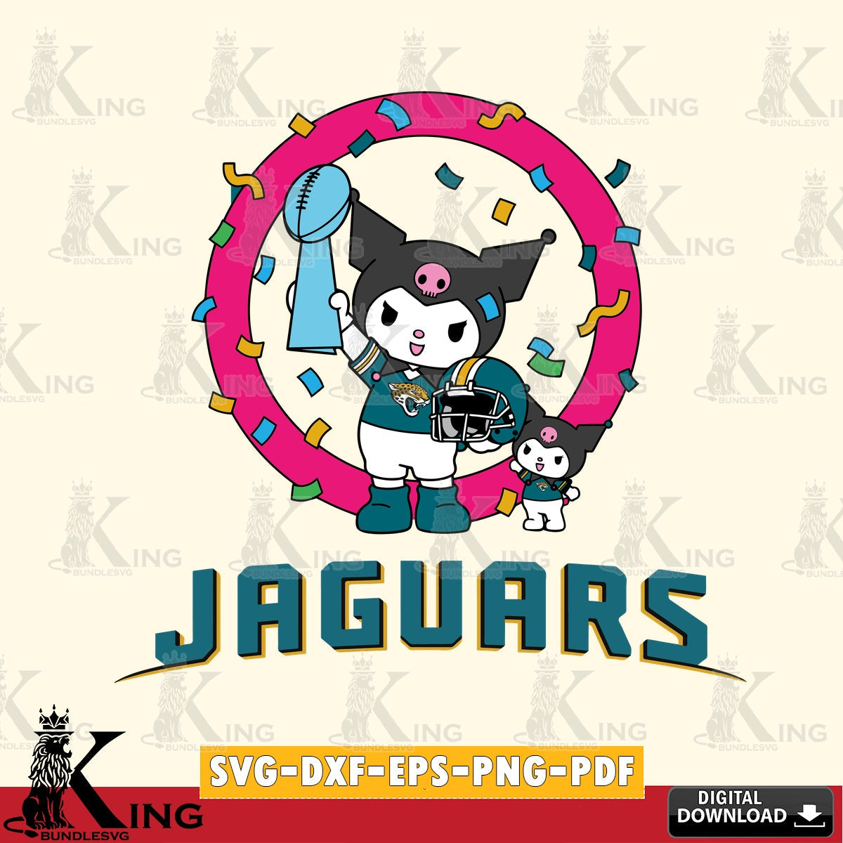 Jacksonville Jaguars Kuromi Football Champion SVG file, Cricut, Cut file , Digital Download , Instant Download, Sanrio svg, Clipart