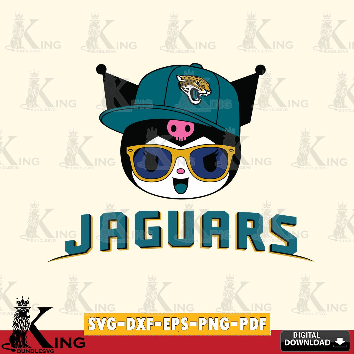 Jacksonville Jaguars Kuromi Football Cool SVG file, Cricut, Cut file , Digital Download , Instant Download, Sanrio svg, Clipart