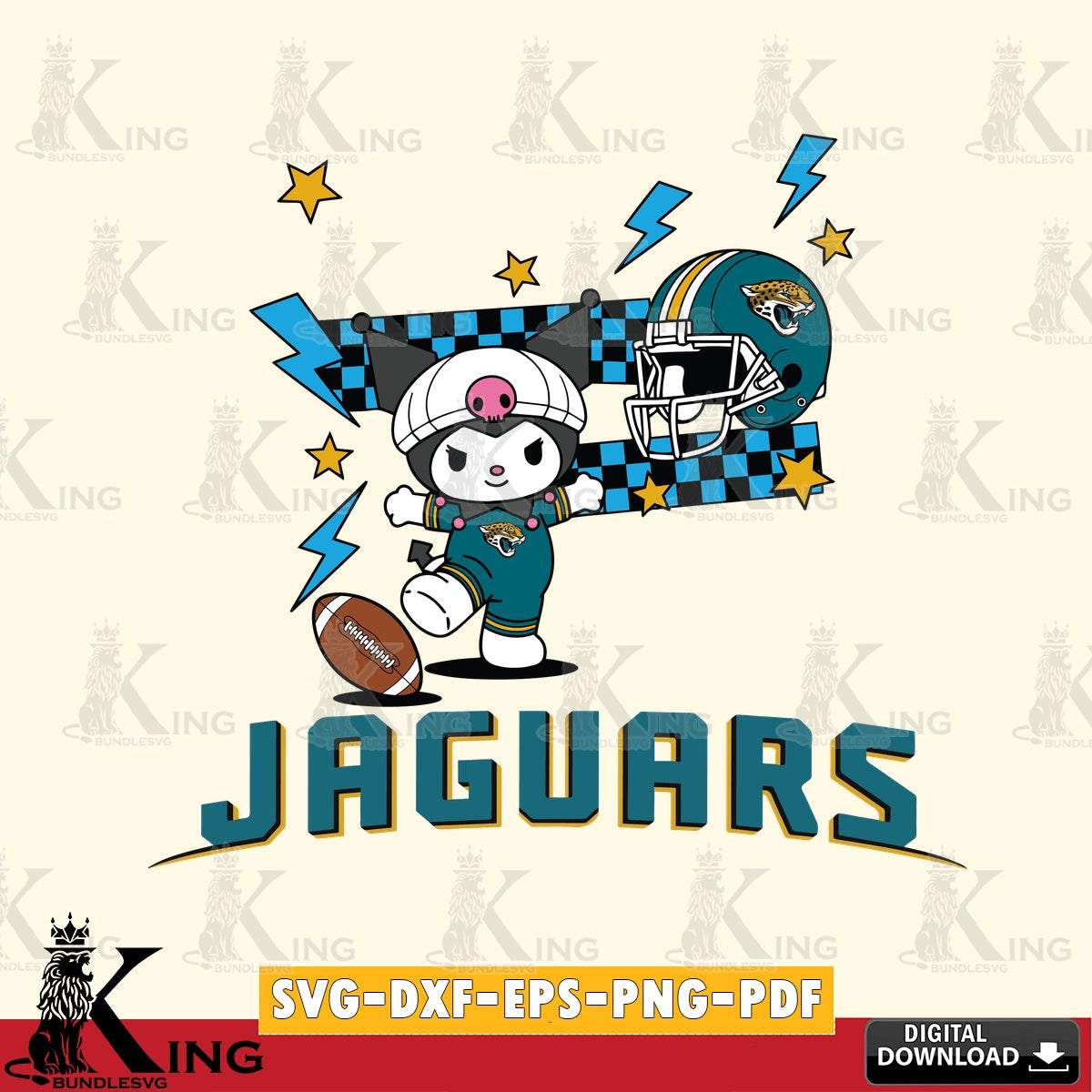 Jacksonville Jaguars Kuromi Game Day SVG file, Cricut, Cut file , Digital Download , Instant Download, Sanrio svg, Clipart