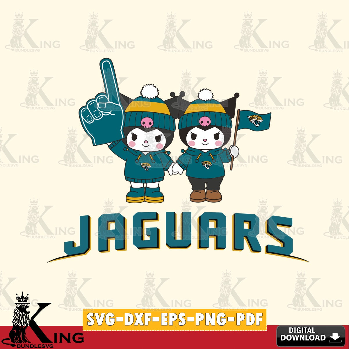 Jacksonville Jaguars Kuromi rugby Fan SVG file, Cricut, Cut file , Digital Download , Instant Download, Sanrio svg, Clipart