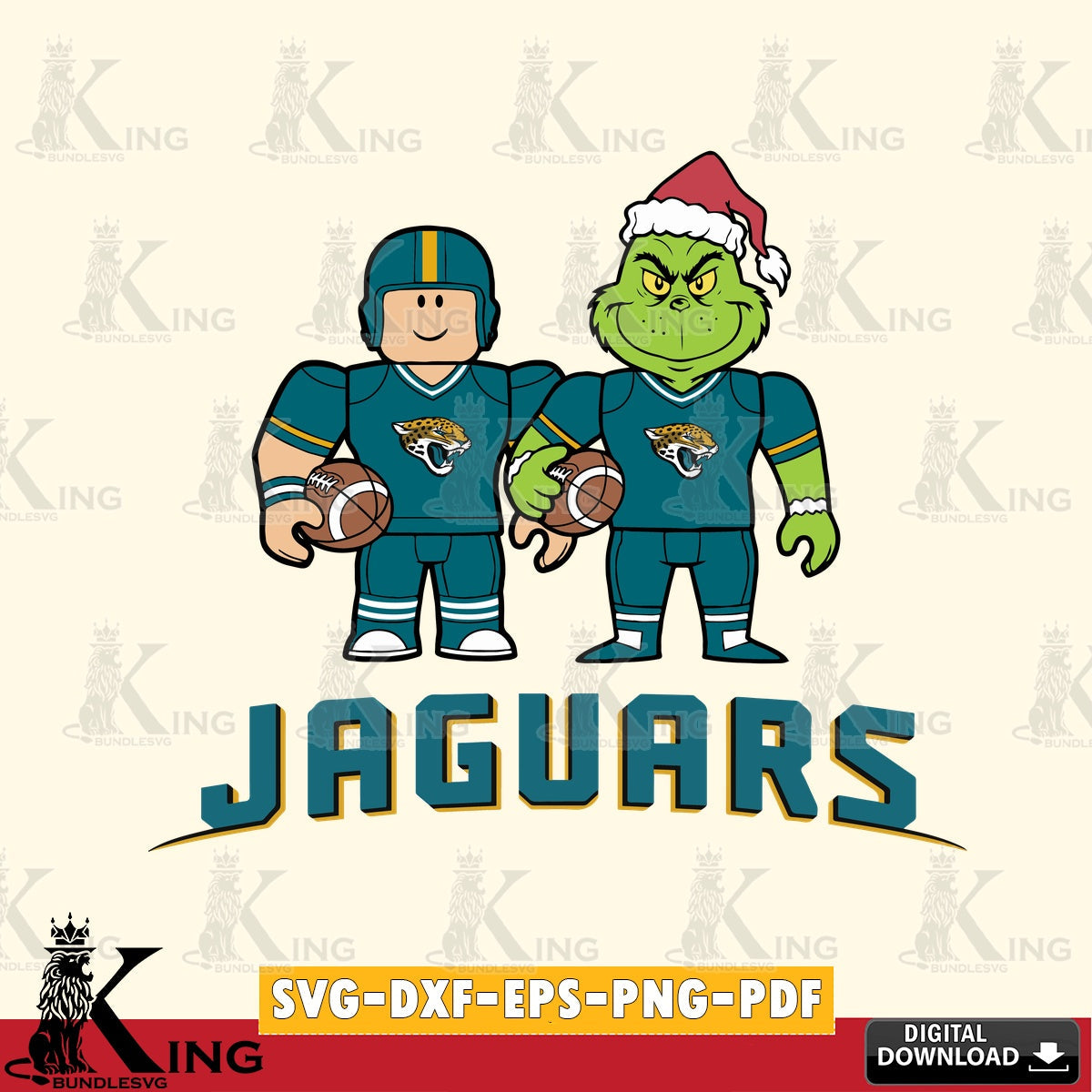 Jacksonville Jaguars Roblox & Grinch Football SVG file , Cricut, NFL File cut , Digital Download , PDF File