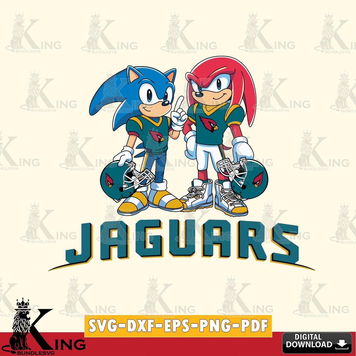 Beautiful illustration of Jacksonville Jaguars Sonic And Knuckles Football SVG cut file for personalized gifts and laser projects