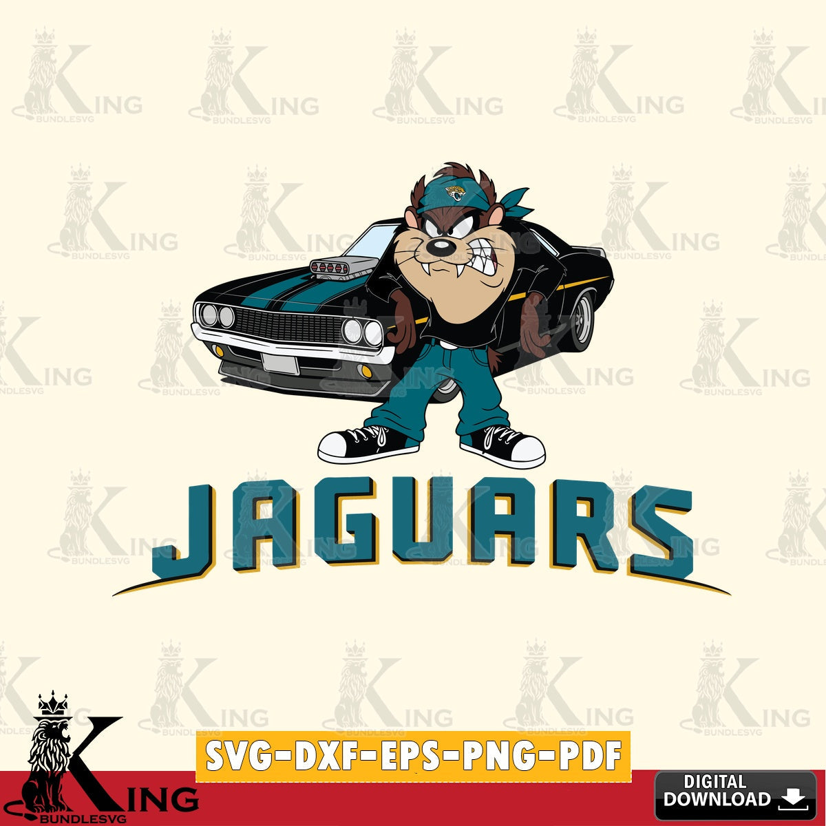 Jacksonville Jaguars Taz Racing Car Cut file , Digital Download , Instant Download, Looney Tunes svg, Football svg