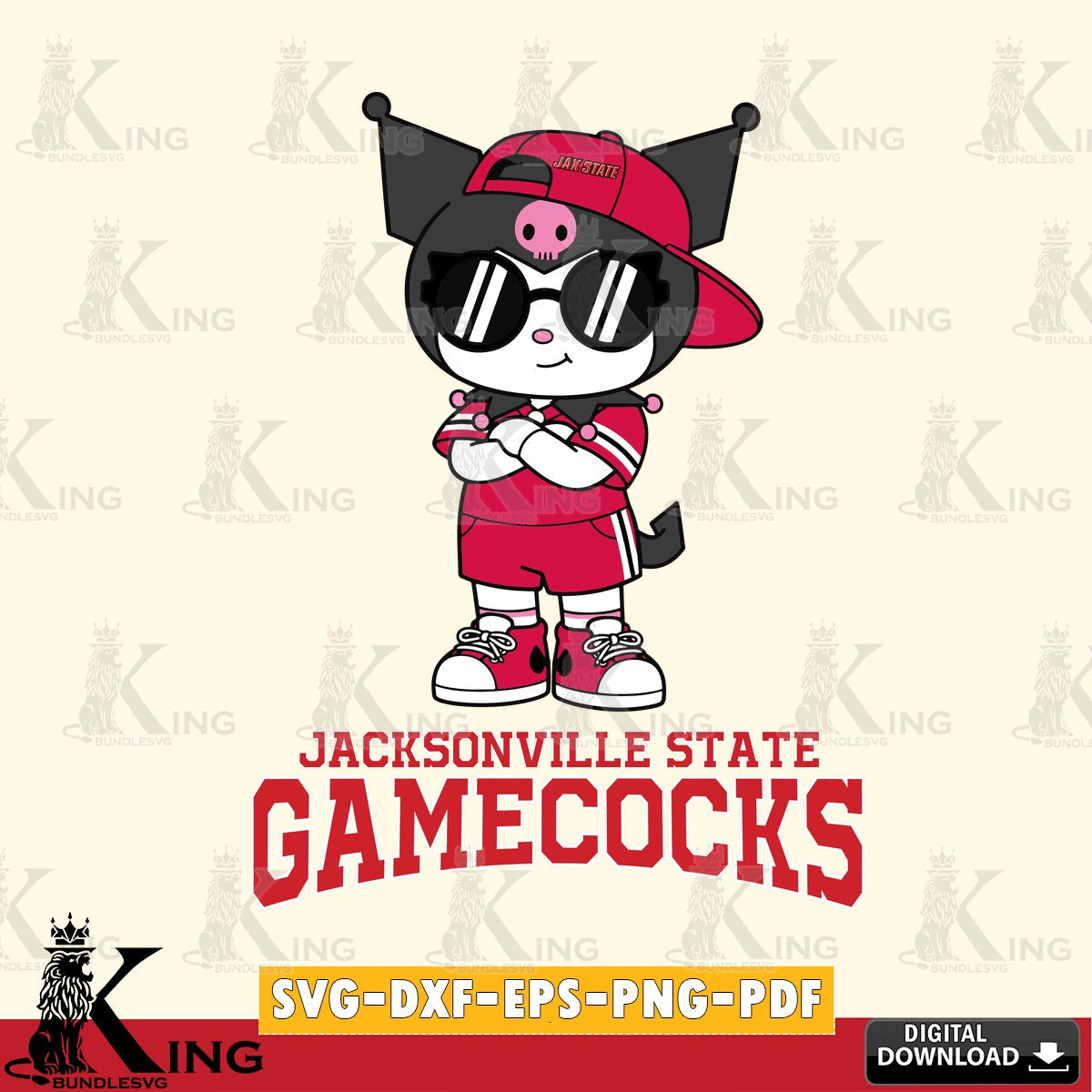 Jacksonville State Gamecocks Kuromi Football Jersey SVG file, Cricut, Cut file , Digital Download , Instant Download, Sanrio svg, Clipart