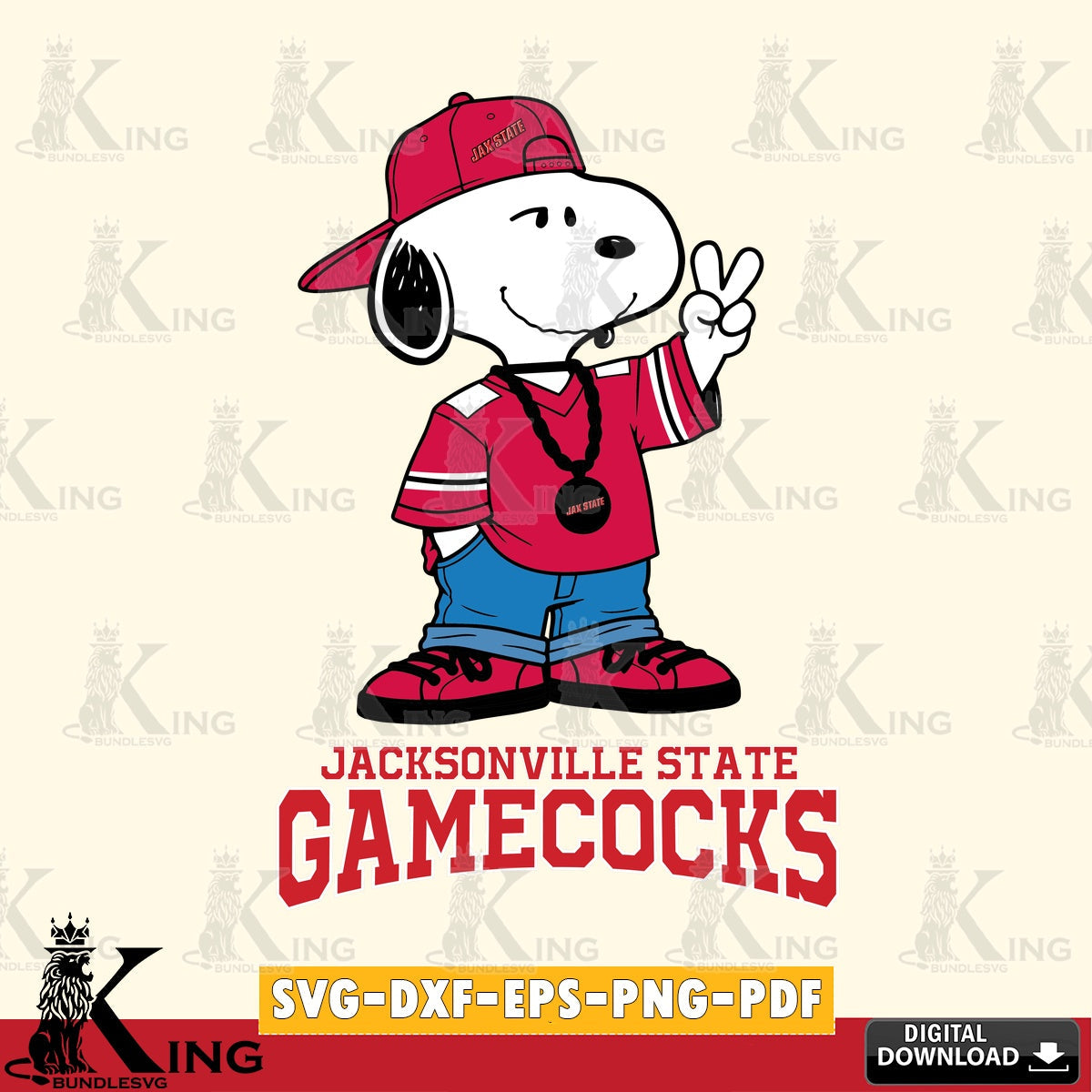 Jacksonville State Gamecocks Snoopy Say hi SVG, Cricut, Cut file , Digital Download , Instant Download, Peanuts svg, NCAA svg, Football svg, Sport svg