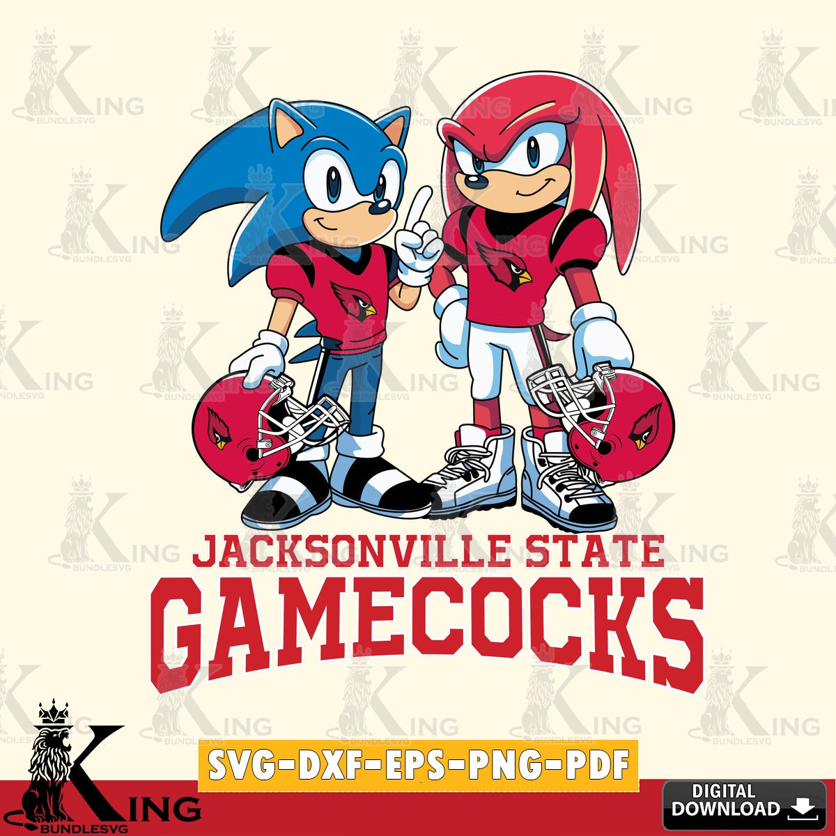 Jacksonville State Gamecocks Sonic And Knuckles Football SVG file, Vector , Digital Download , PDF File , Instant Download